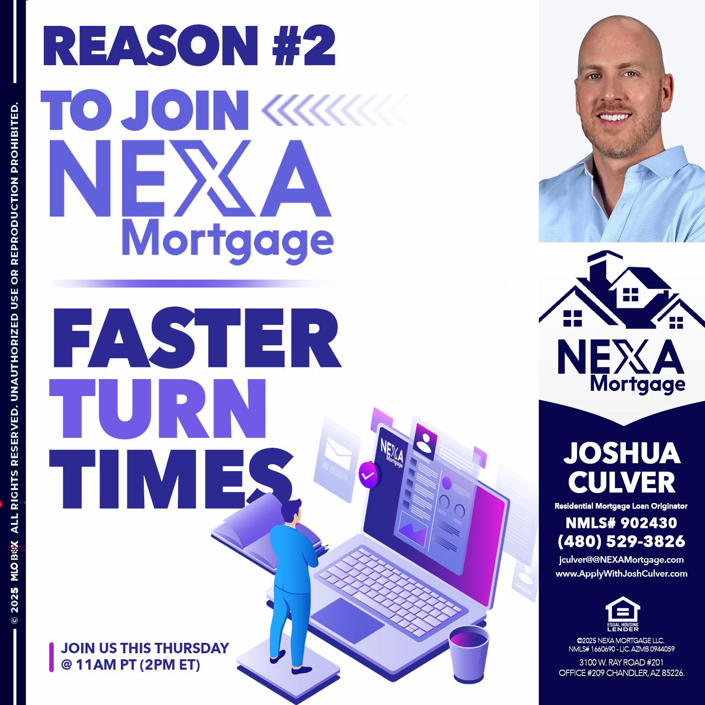 REASON 2 - Joshua Culver -Residential Mortgage Loan Originator & Recruiter