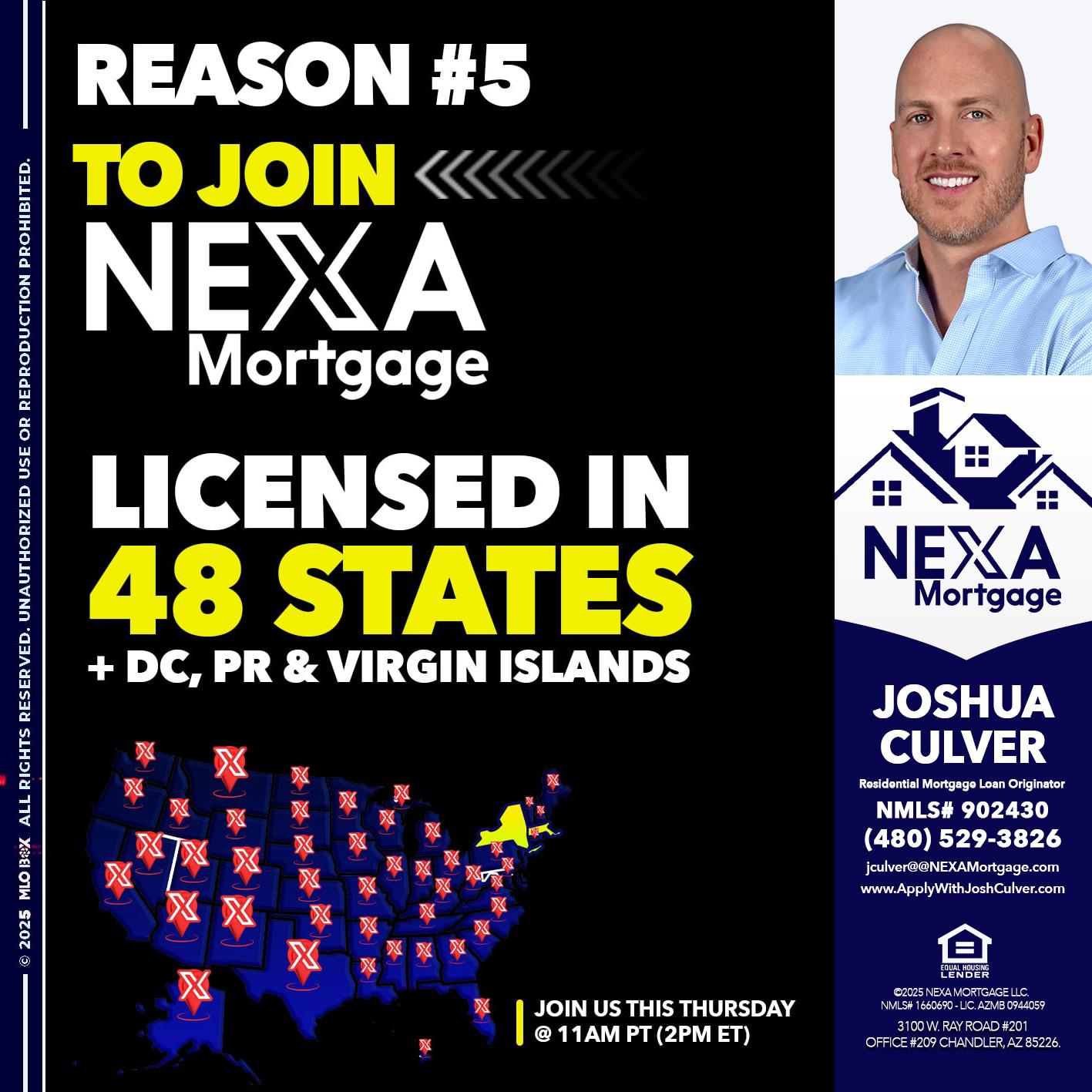 REASON 5 - Joshua Culver -Residential Mortgage Loan Originator & Recruiter