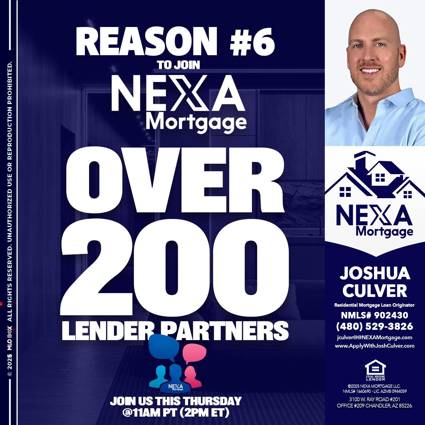 REASON 6 - Joshua Culver -Residential Mortgage Loan Originator & Recruiter