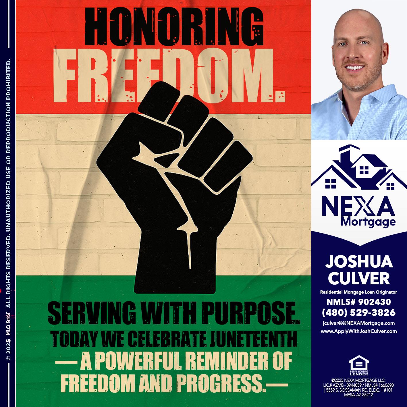 HONORING FREEDOM - Joshua Culver -Residential Mortgage Loan Originator & Recruiter