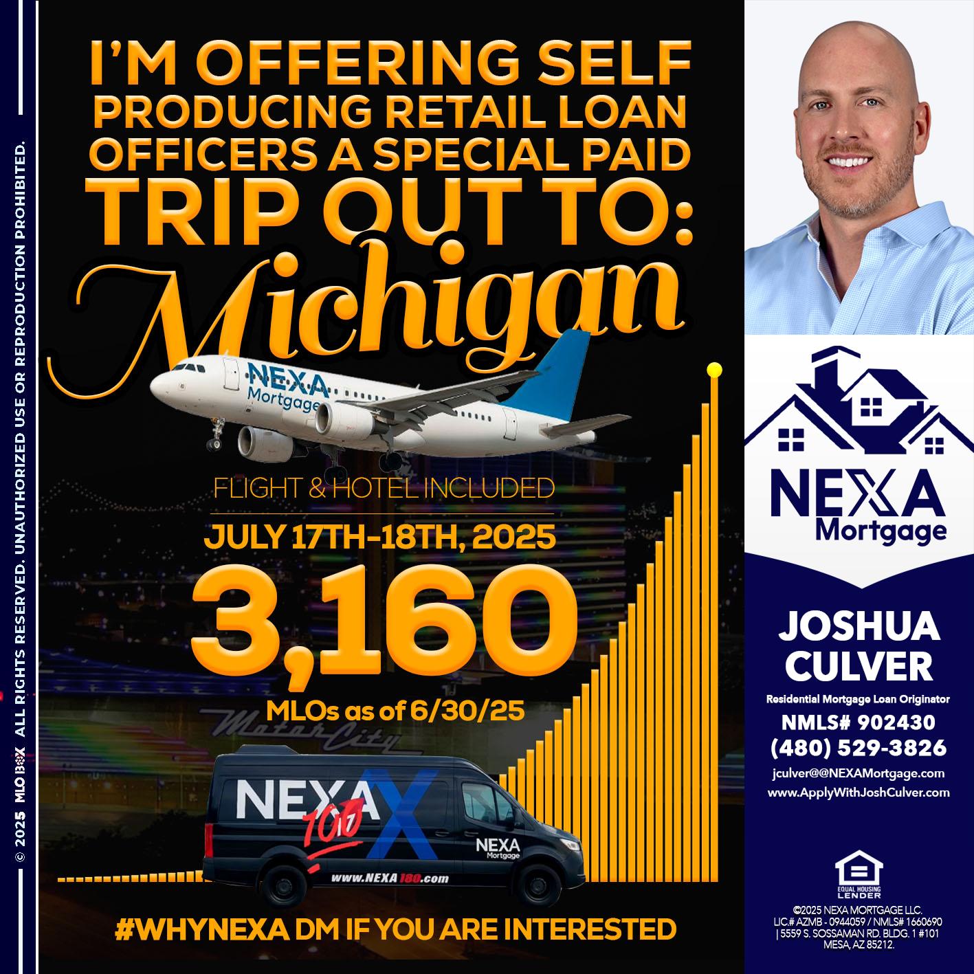 MICHIGAN TRIP - Joshua Culver -Residential Mortgage Loan Originator & Recruiter