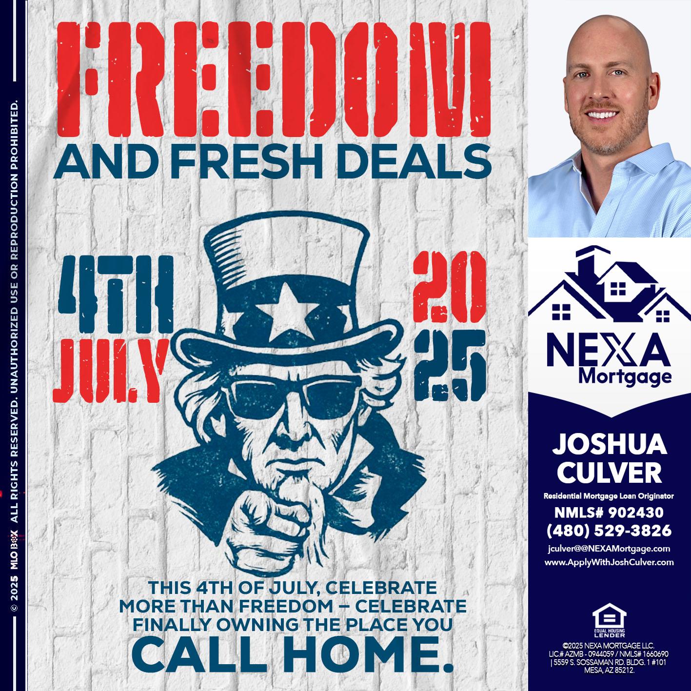 FREEDOM - Joshua Culver -Residential Mortgage Loan Originator & Recruiter
