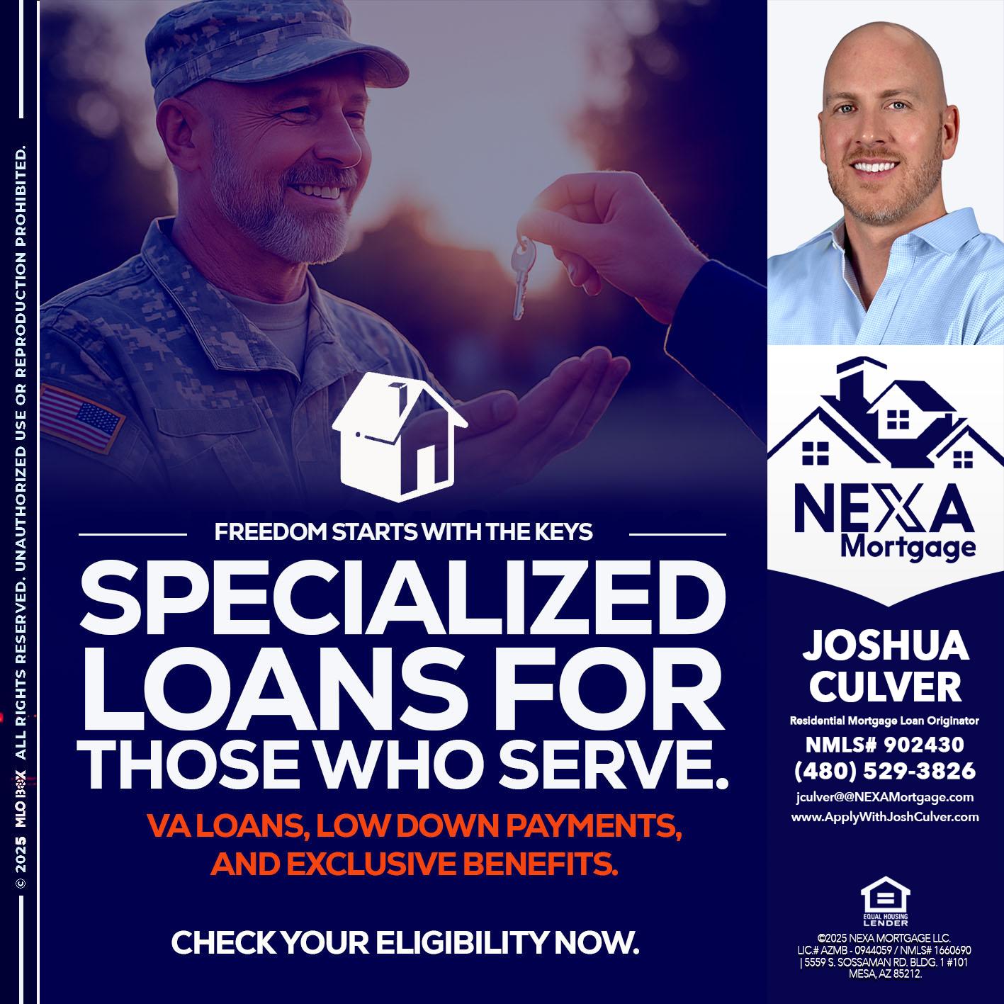 SPECIALIZED LOANS - Joshua Culver -Residential Mortgage Loan Originator & Recruiter