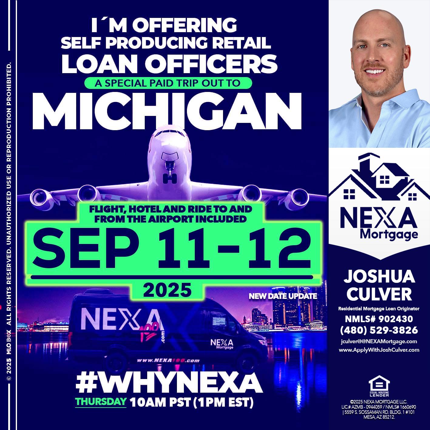 MICHIGAN TRIP - Joshua Culver -Residential Mortgage Loan Originator & Recruiter
