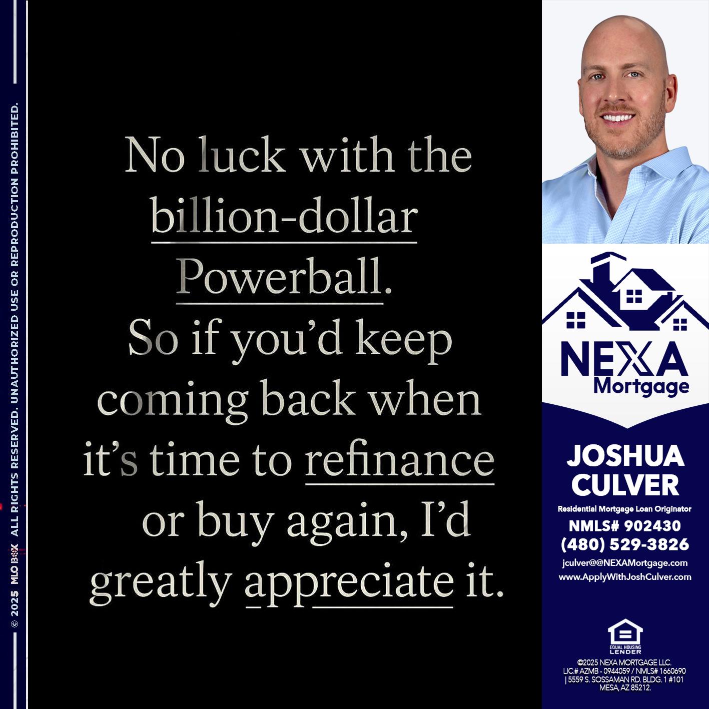 NO LUCK WITH - Joshua Culver -Residential Mortgage Loan Originator & Recruiter