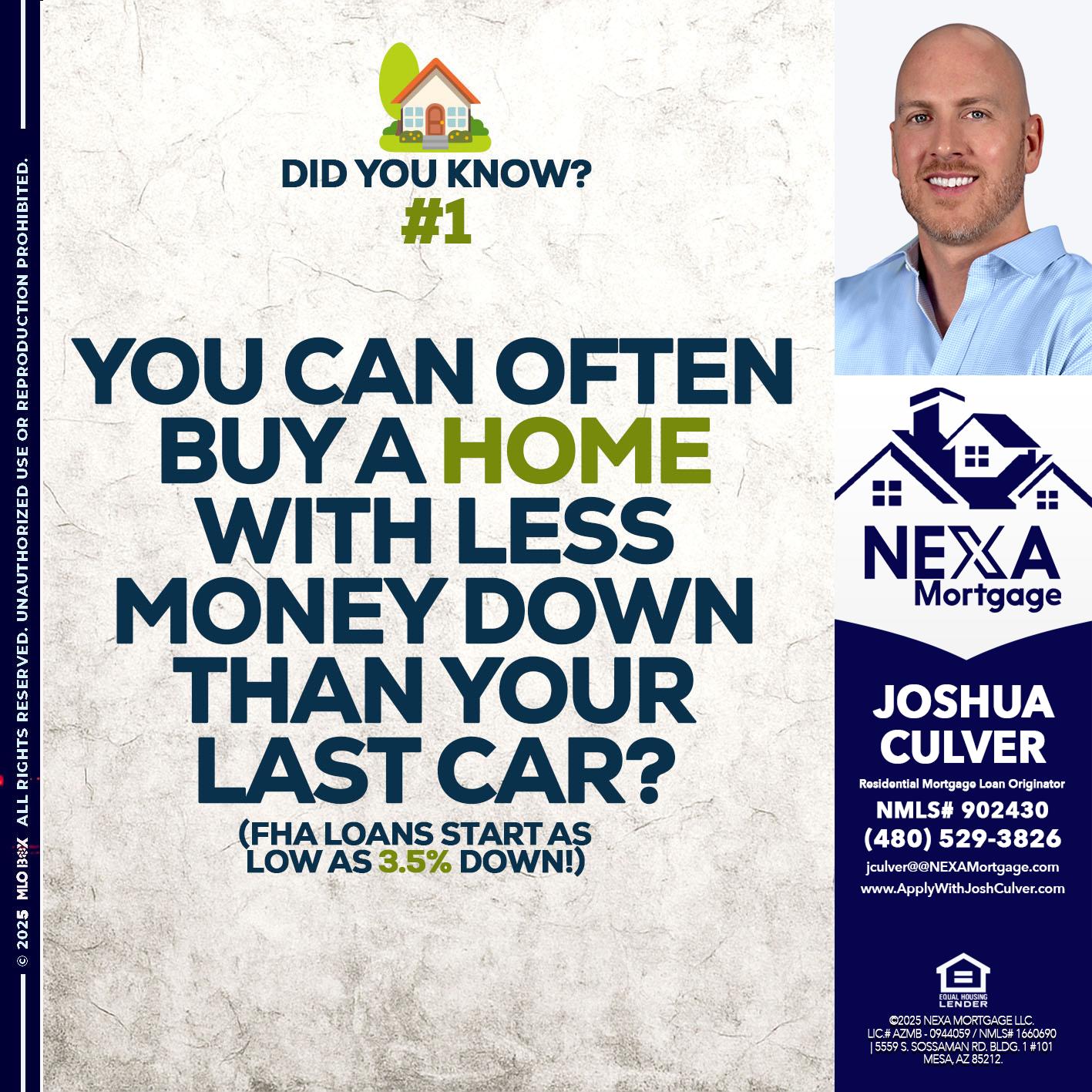 DID YOU KNOW #1 - Joshua Culver -Residential Mortgage Loan Originator & Recruiter