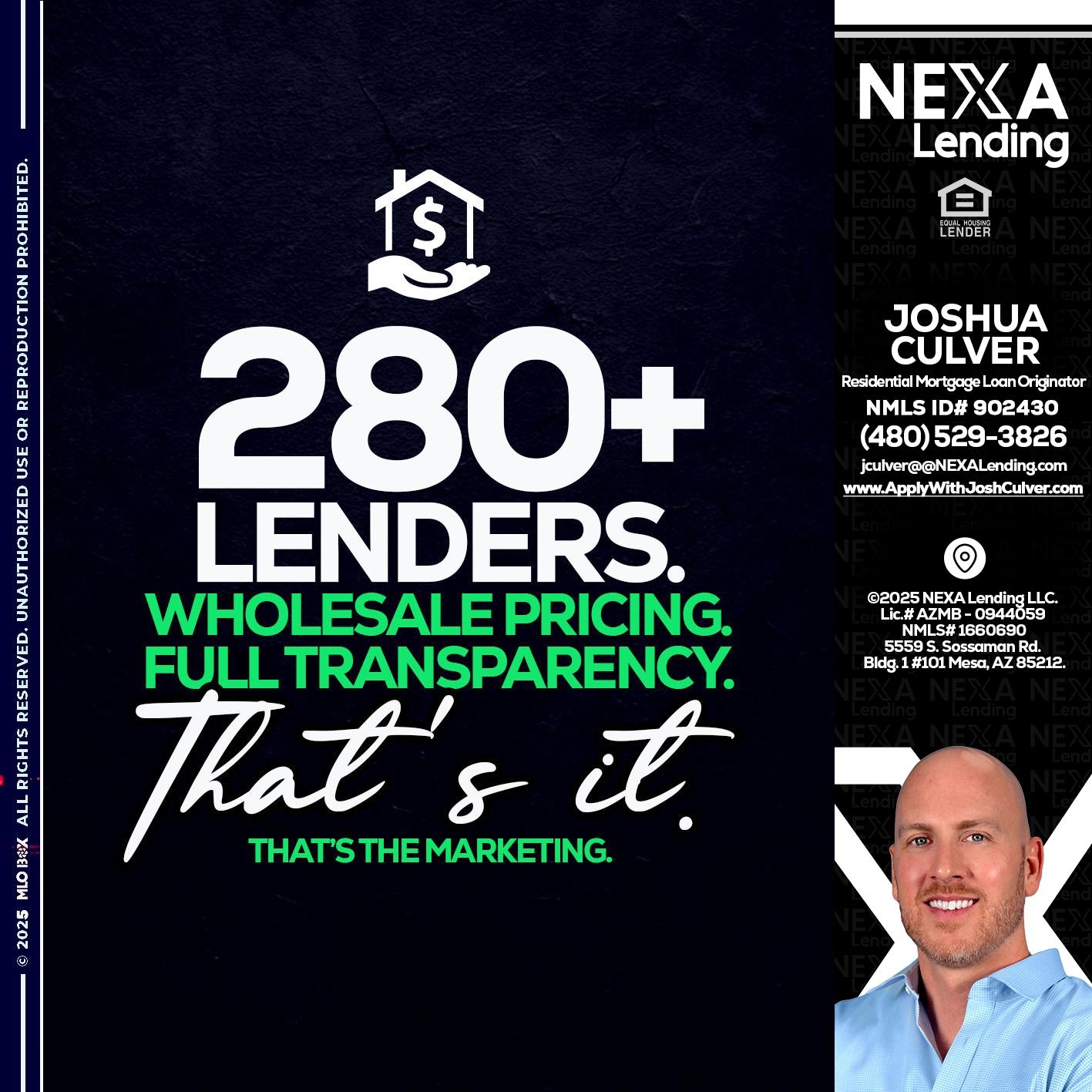 280+ LENDERS- Joshua Culver -Residential Mortgage Loan Originator & Recruiter