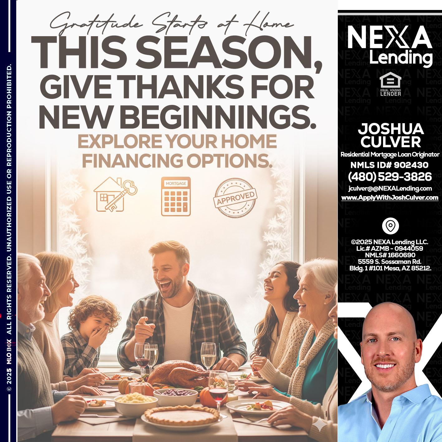 THIS SEASON - Joshua Culver -Residential Mortgage Loan Originator & Recruiter