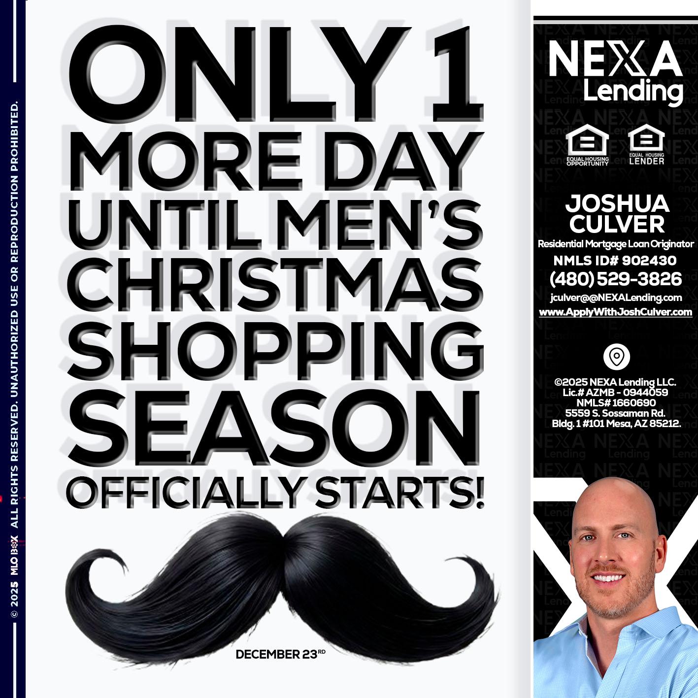 ONLY 1 DAY - Joshua Culver -Residential Mortgage Loan Originator & Recruiter