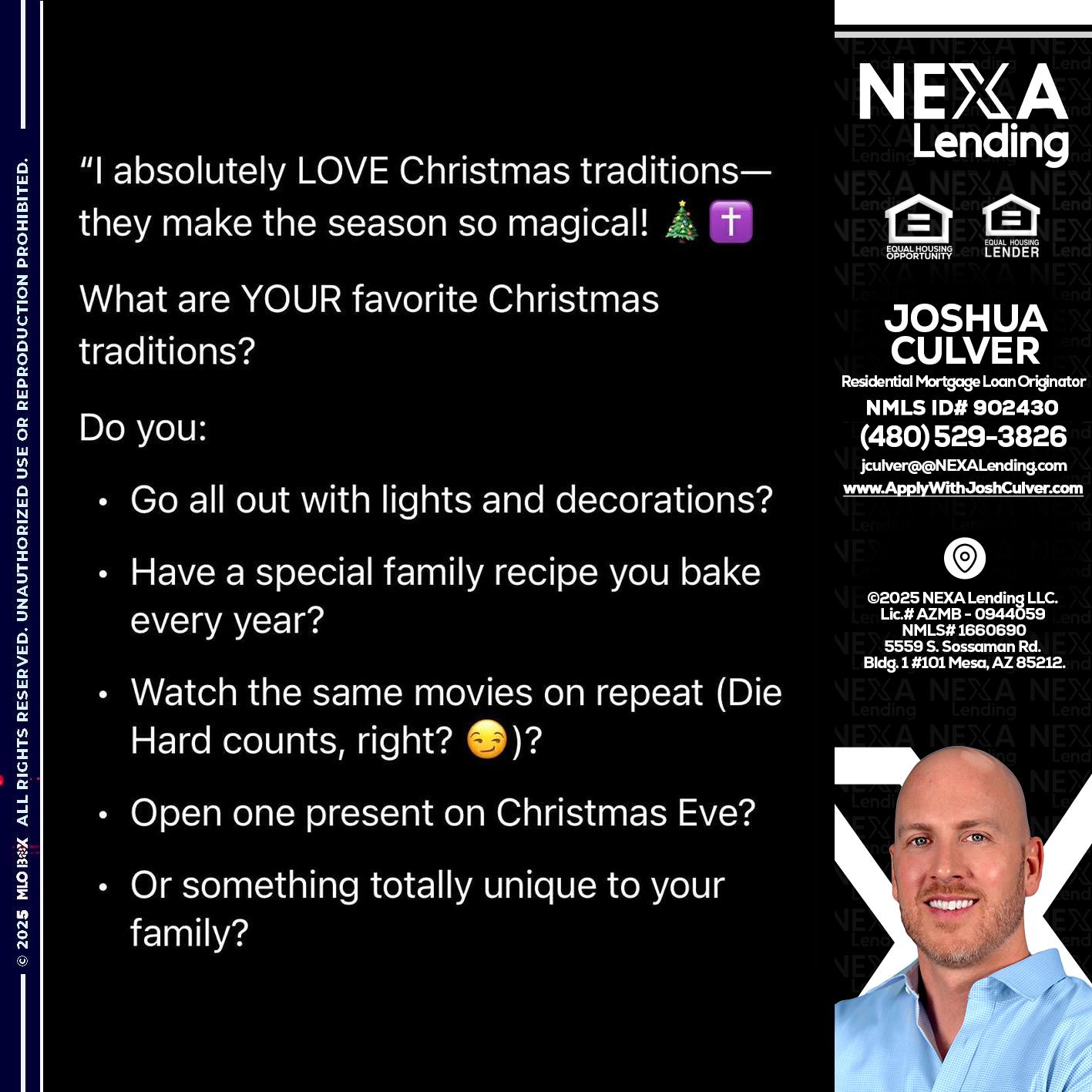I love christmas - Joshua Culver -Residential Mortgage Loan Originator & Recruiter