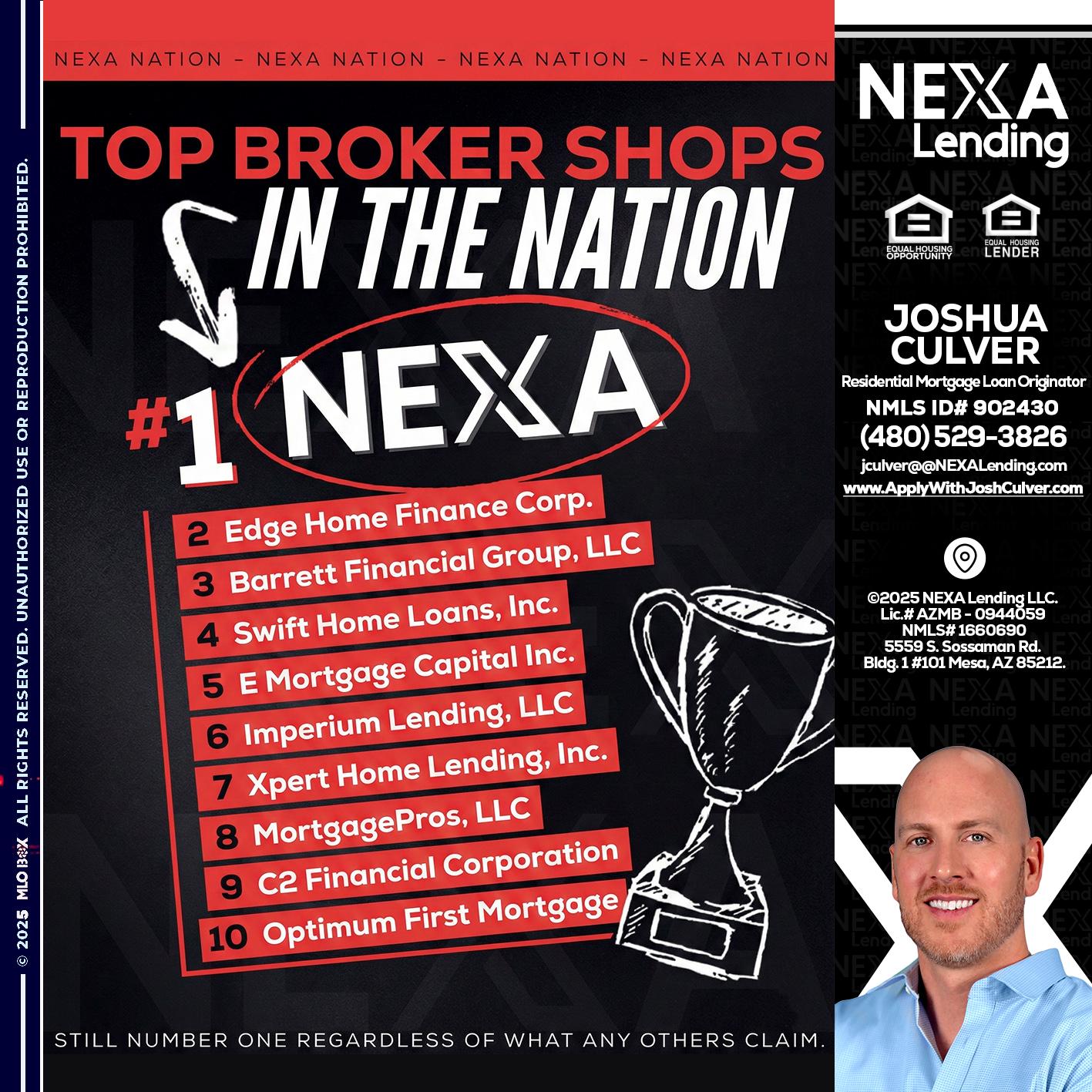 top broker - Joshua Culver -Residential Mortgage Loan Originator & Recruiter