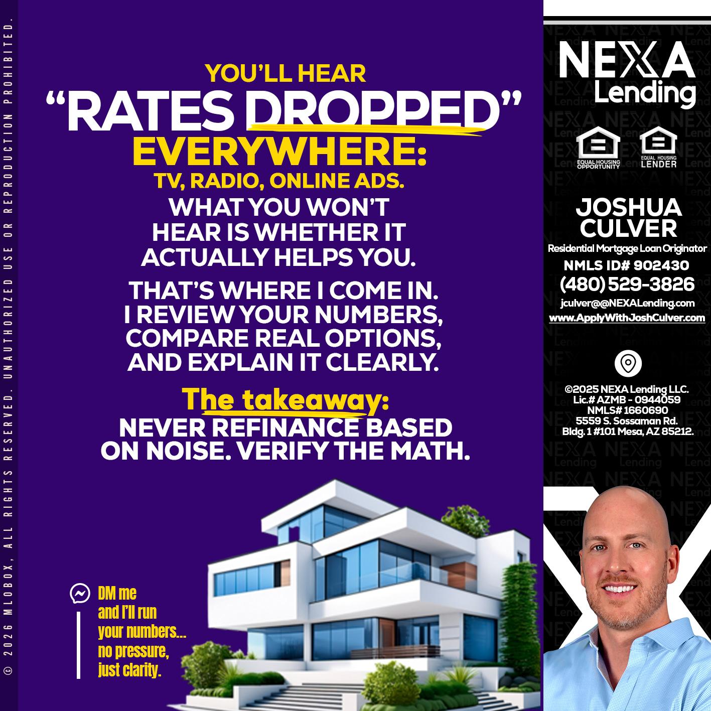 RATES DOPPED - Joshua Culver -Residential Mortgage Loan Originator & Recruiter