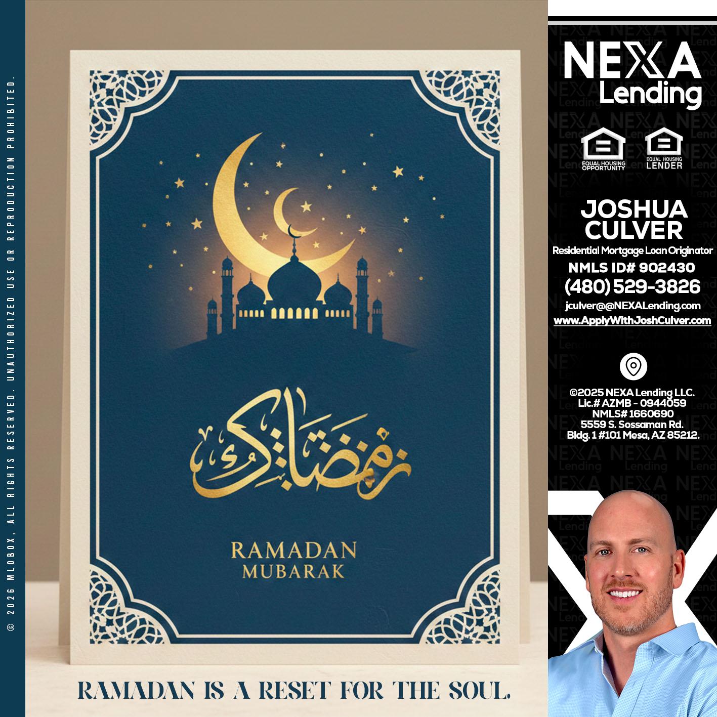 HAPPY RAMADAN - Joshua Culver -Residential Mortgage Loan Originator & Recruiter