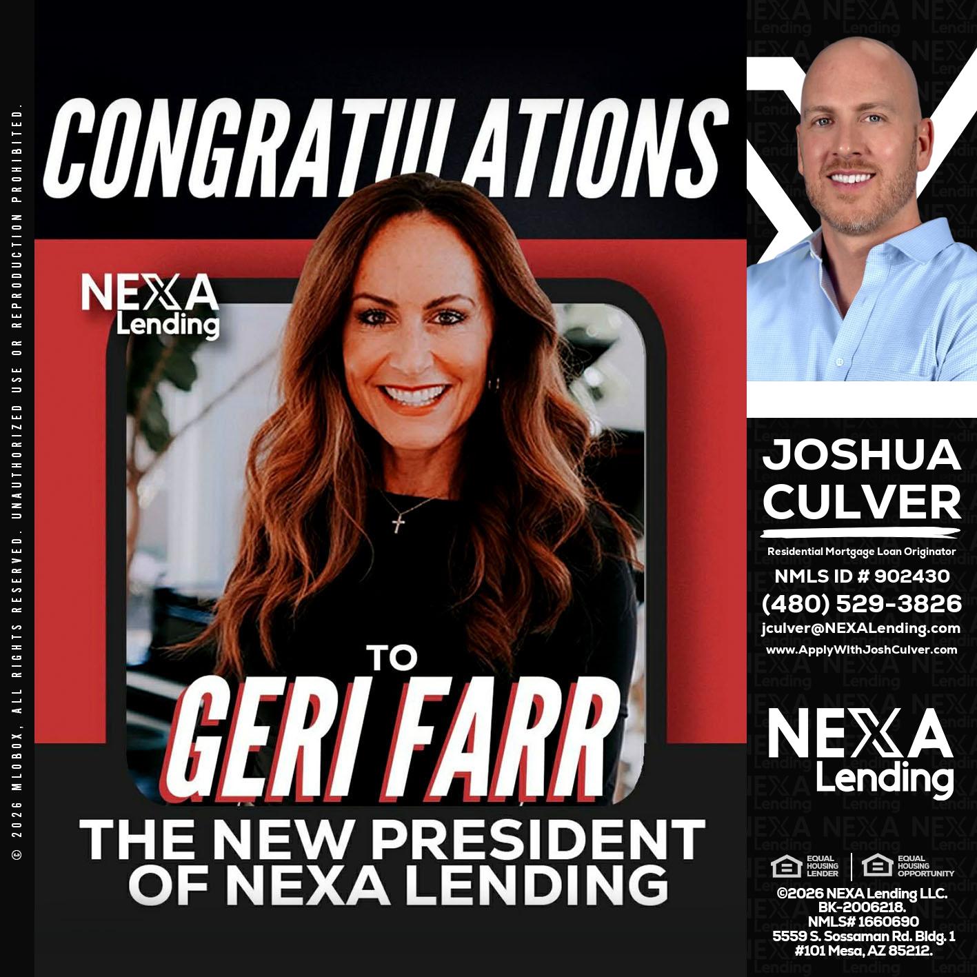 CONGRATULATIONS - Joshua Culver -Residential Mortgage Loan Originator & Recruiter