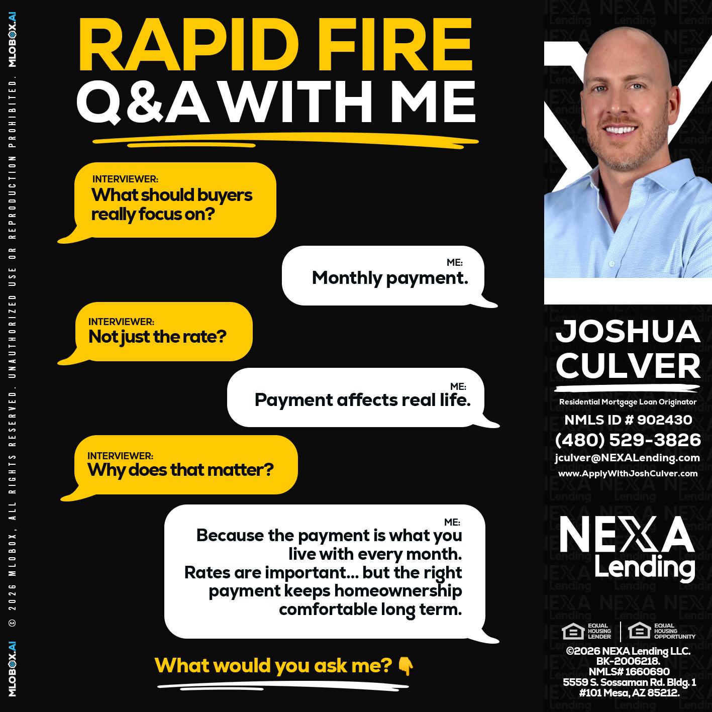 RAPID FIRE Q&A - Joshua Culver -Residential Mortgage Loan Originator & Recruiter