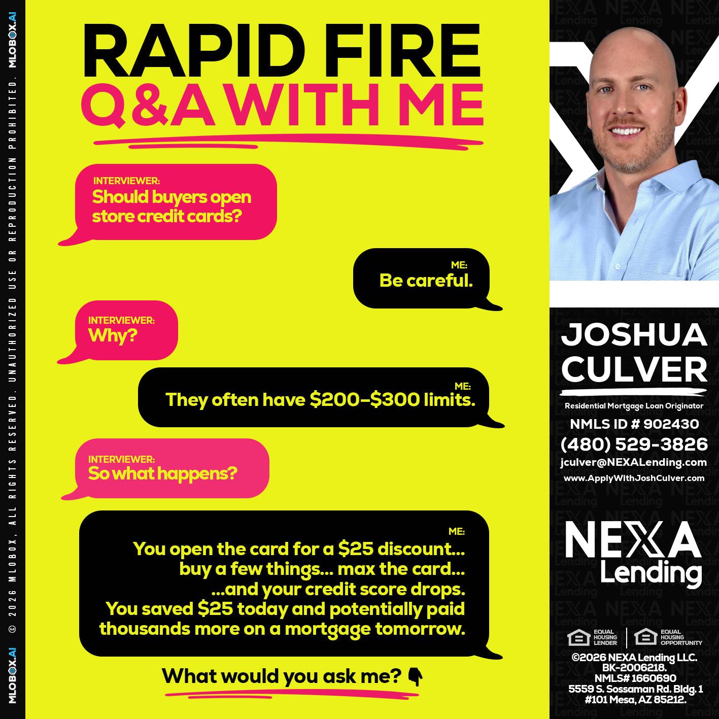 RAPID FIRE Q&A - Joshua Culver -Residential Mortgage Loan Originator & Recruiter