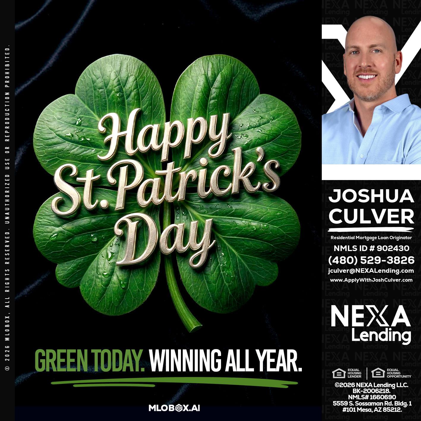 happy st. Patricks day - Joshua Culver -Residential Mortgage Loan Originator & Recruiter