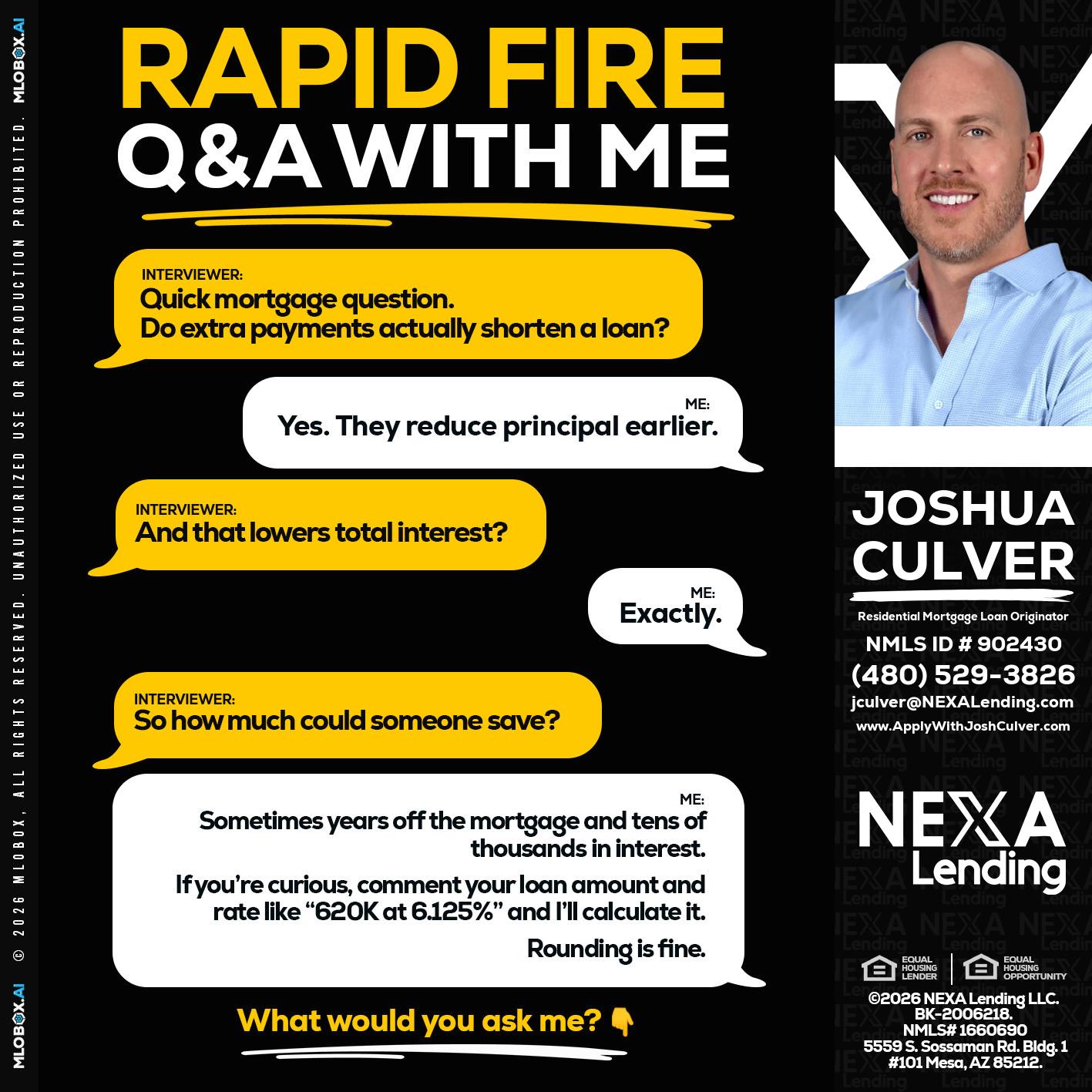 RAPID FIRE QA - Joshua Culver -Residential Mortgage Loan Originator & Recruiter