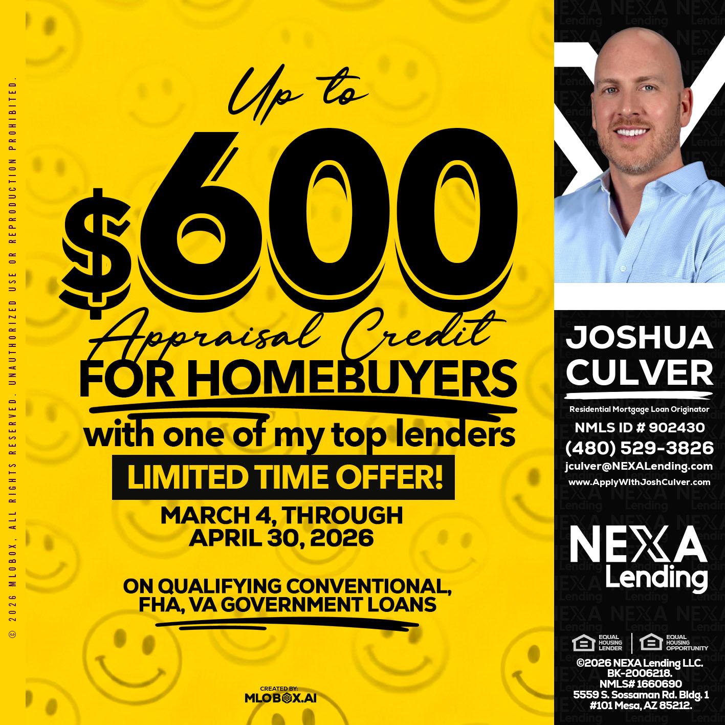 UP TO 600 - Joshua Culver -Residential Mortgage Loan Originator & Recruiter