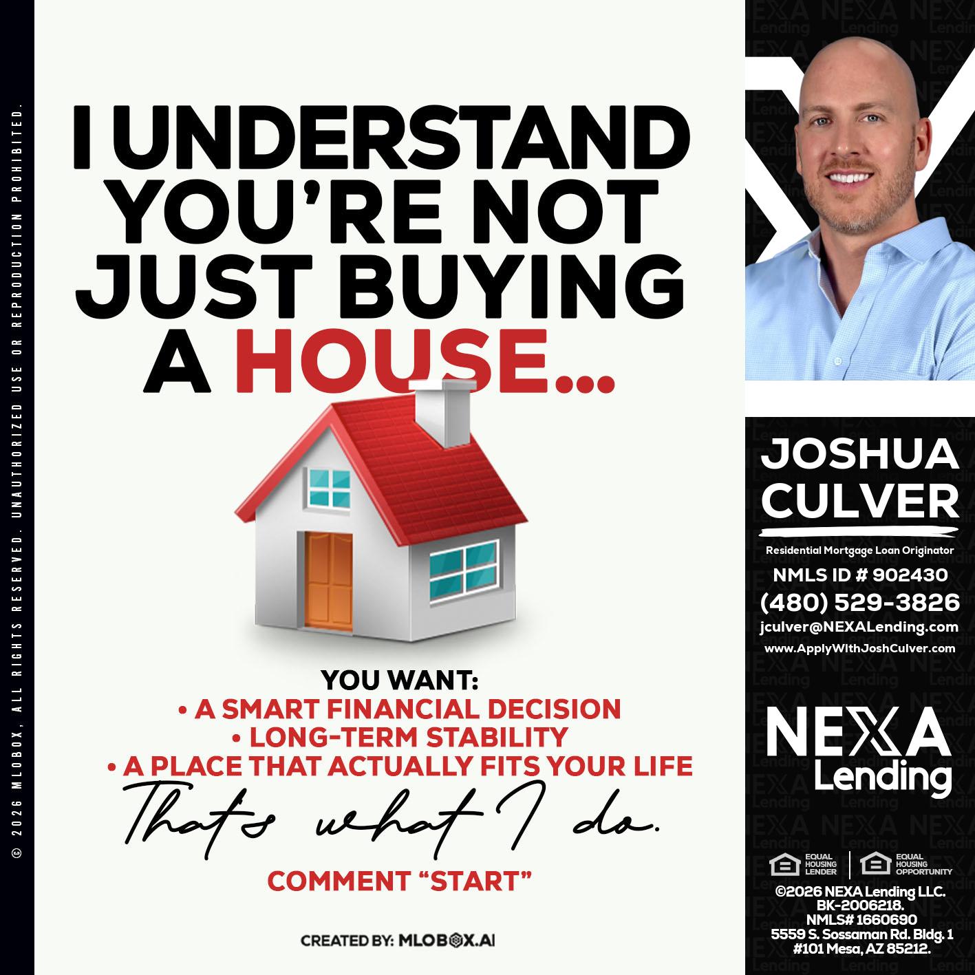 I UNDERSTAND - Joshua Culver -Residential Mortgage Loan Originator & Recruiter