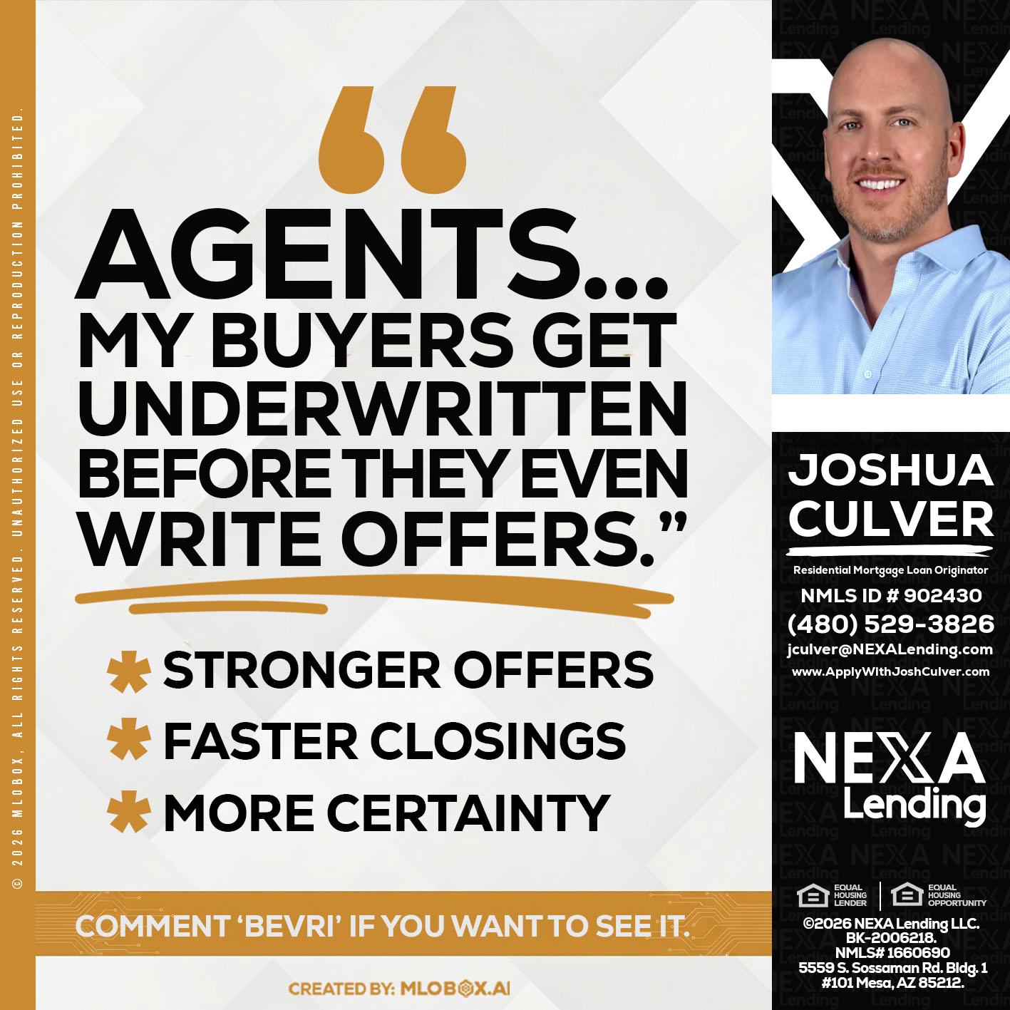agents - Joshua Culver -Residential Mortgage Loan Originator & Recruiter