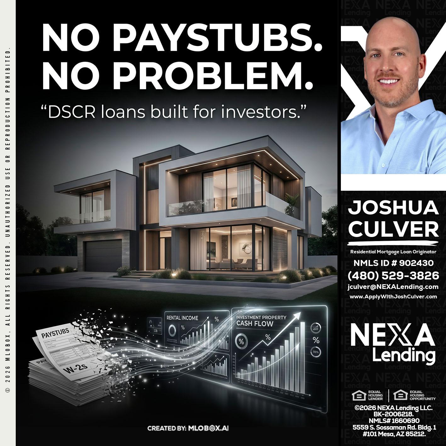 no paystub - Joshua Culver -Residential Mortgage Loan Originator & Recruiter