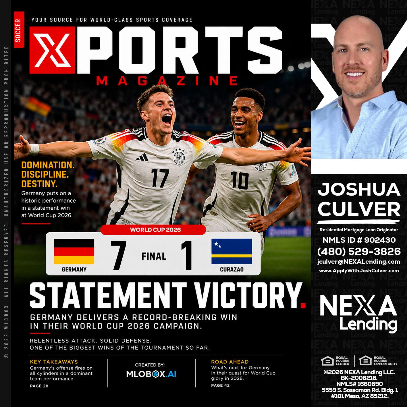 GERMANY VS CURASSAO (7-1) - Joshua Culver -Residential Mortgage Loan Originator & Recruiter