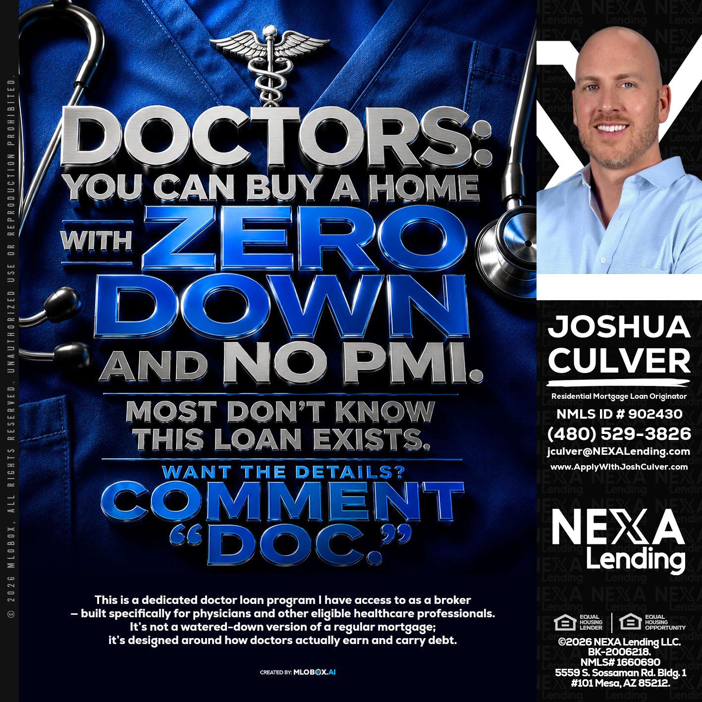 DOCTORS YOU CAN BUY - Joshua Culver -Residential Mortgage Loan Originator & Recruiter