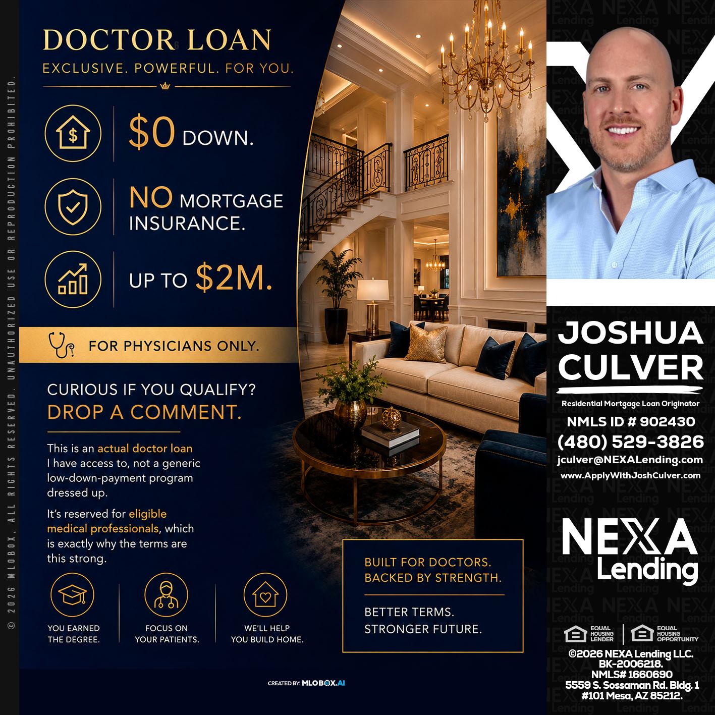DOCTOR LOANS - Joshua Culver -Residential Mortgage Loan Originator & Recruiter