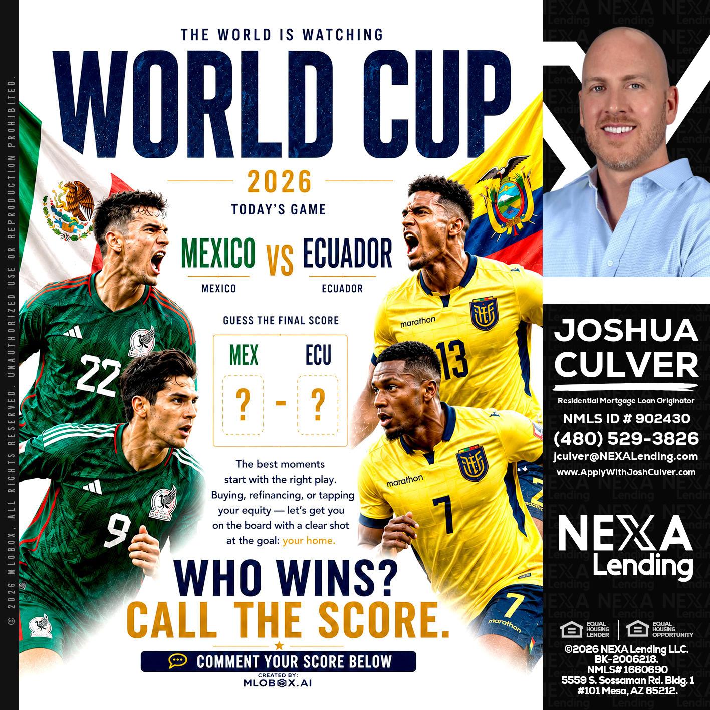 WORLD CUP 2026 - Joshua Culver -Residential Mortgage Loan Originator & Recruiter