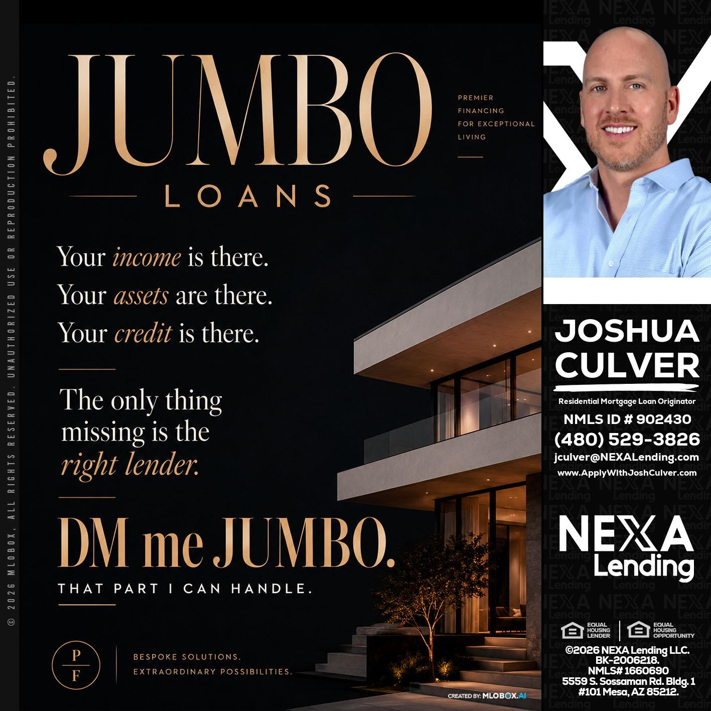 JUMBO LOANS - Joshua Culver -Residential Mortgage Loan Originator & Recruiter