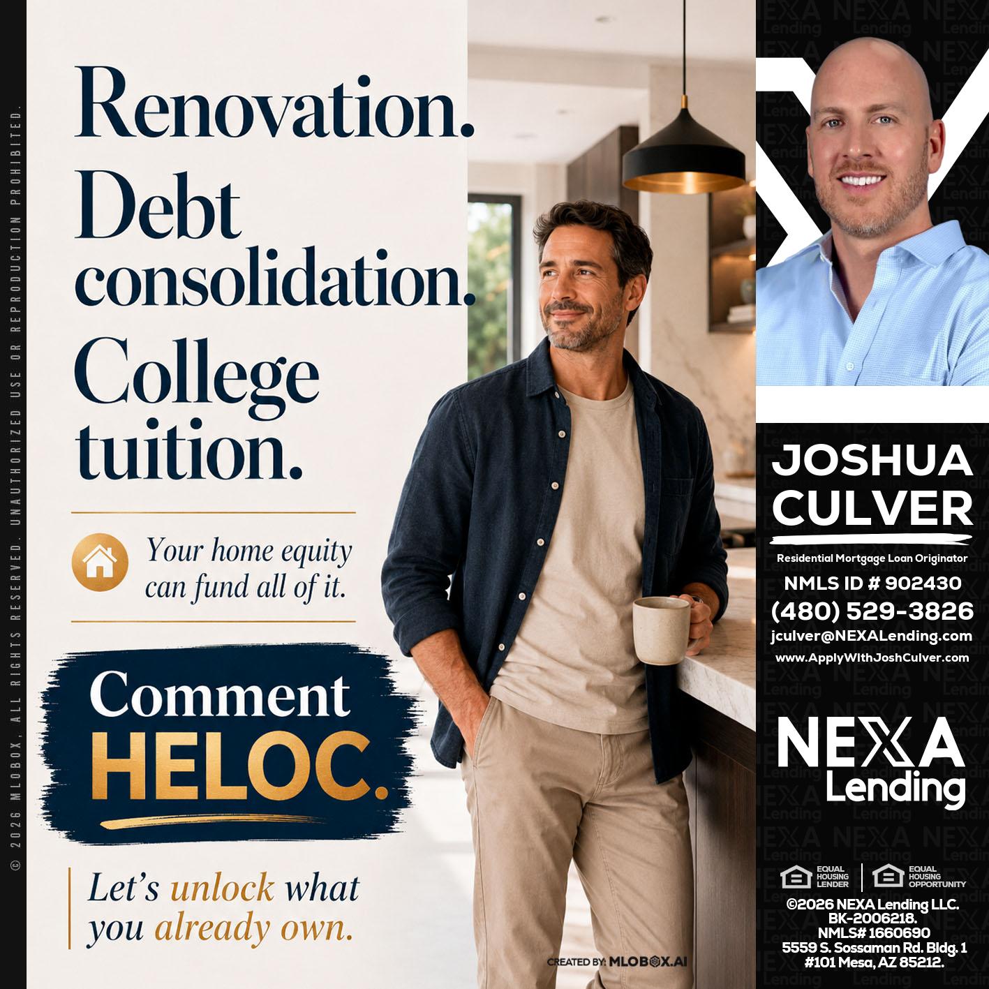 RENOVATION DEBT - Joshua Culver -Residential Mortgage Loan Originator & Recruiter