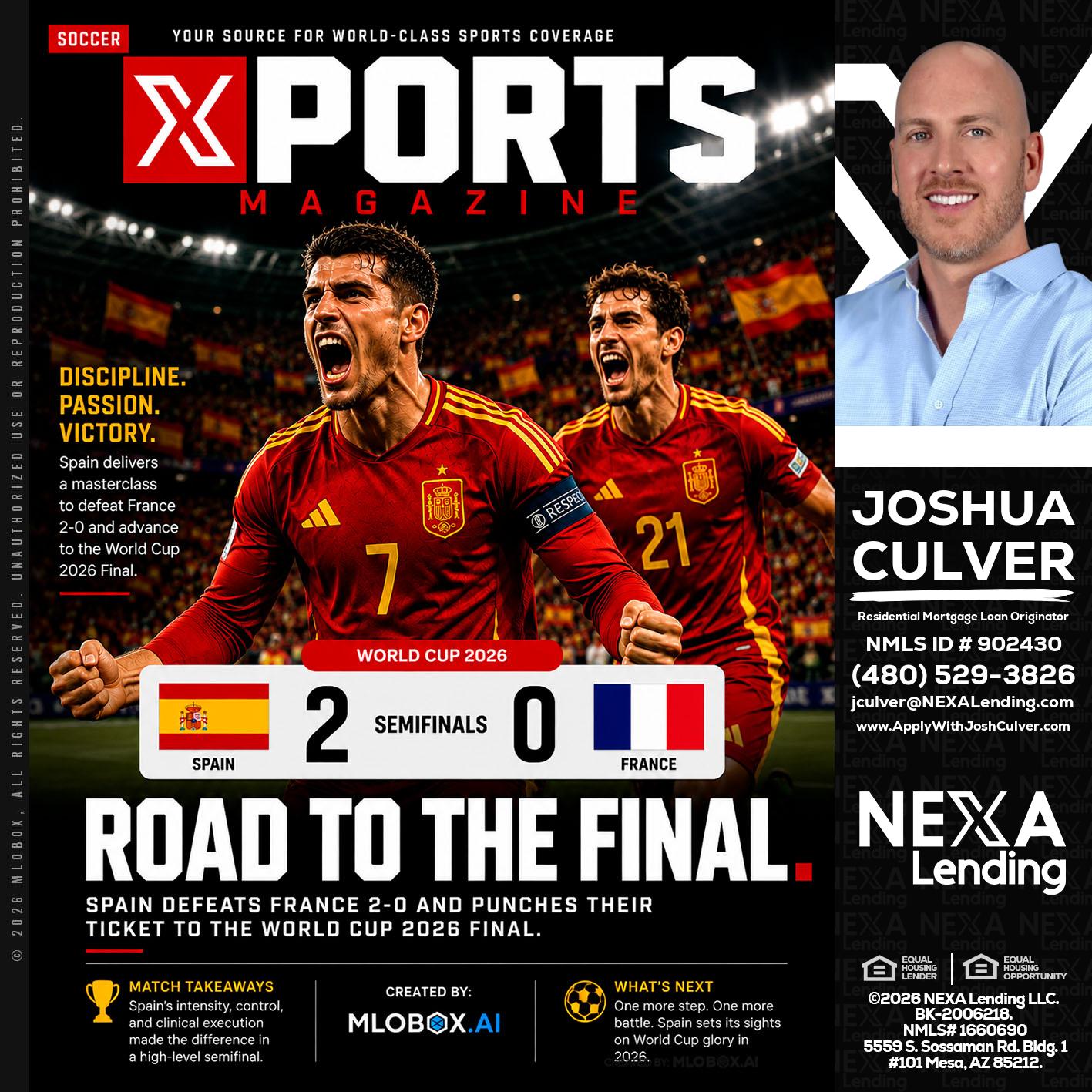 XPORTS WORLD CUP 2026 - Joshua Culver -Residential Mortgage Loan Originator & Recruiter