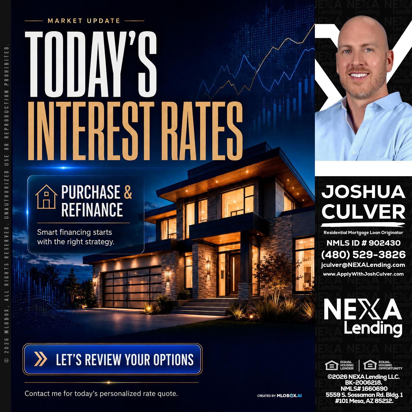 TODAYS RATES - Joshua Culver -Residential Mortgage Loan Originator & Recruiter