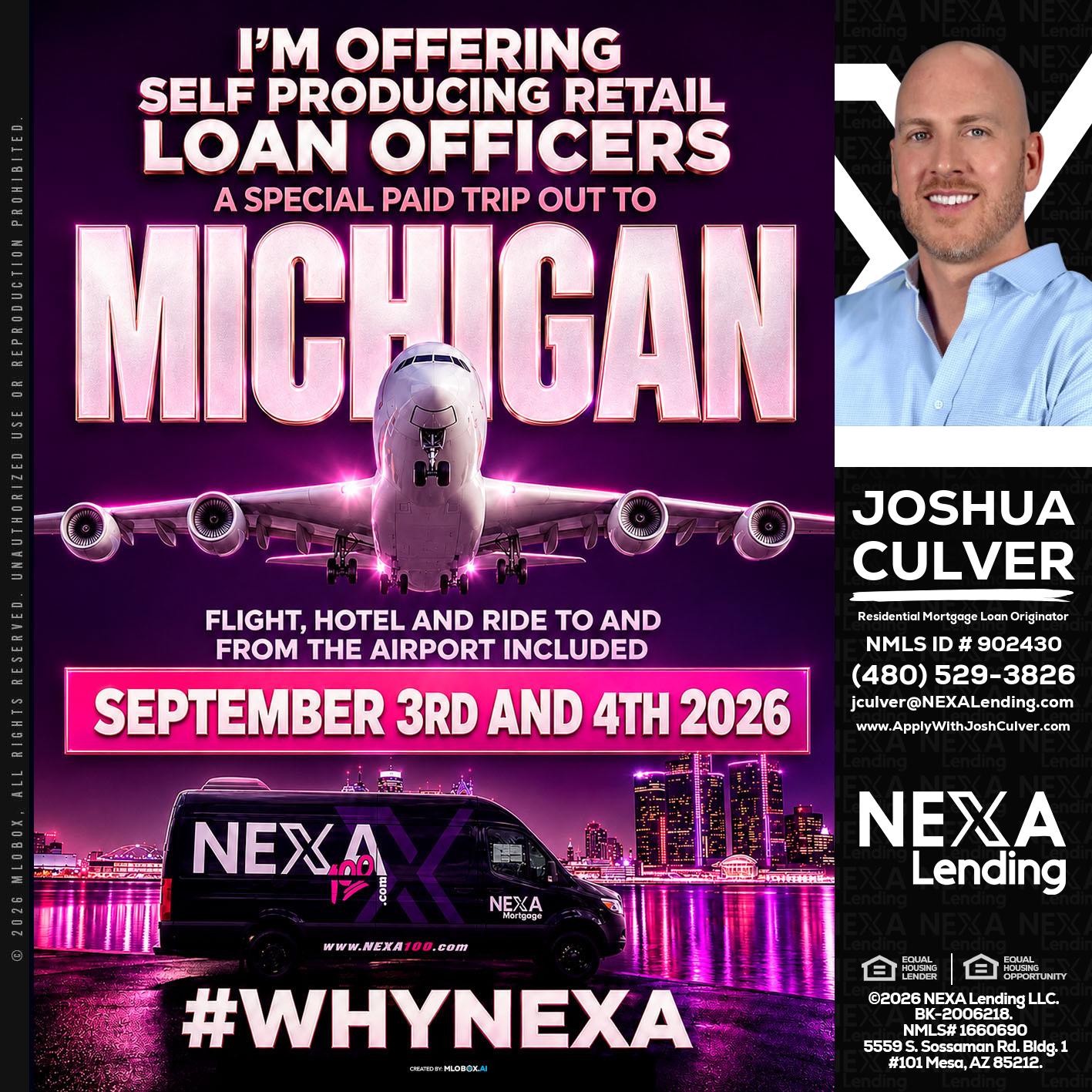 MICHIGAN TRIP - Joshua Culver -Residential Mortgage Loan Originator & Recruiter