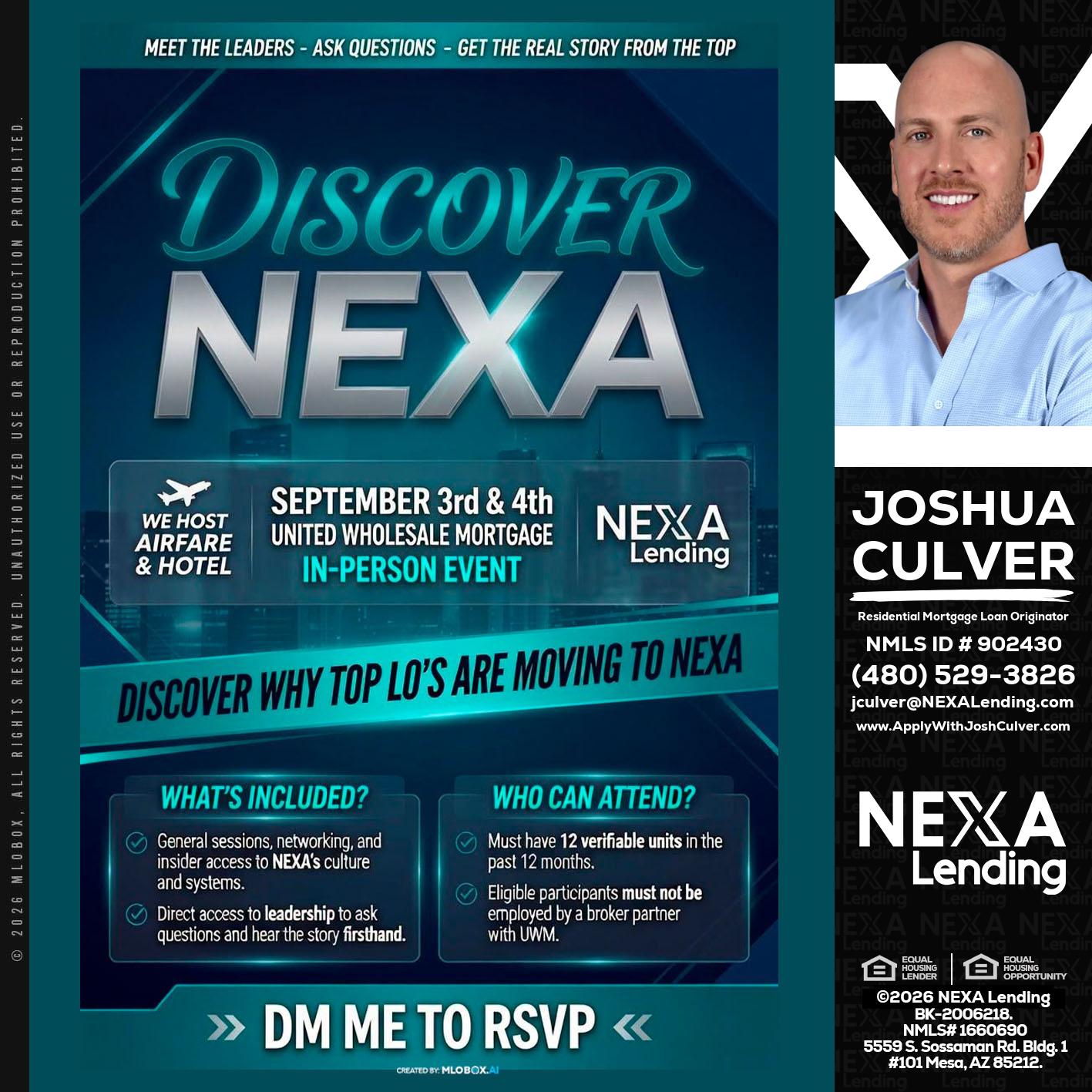 DISCOVER NEXA - Joshua Culver -Residential Mortgage Loan Originator & Recruiter
