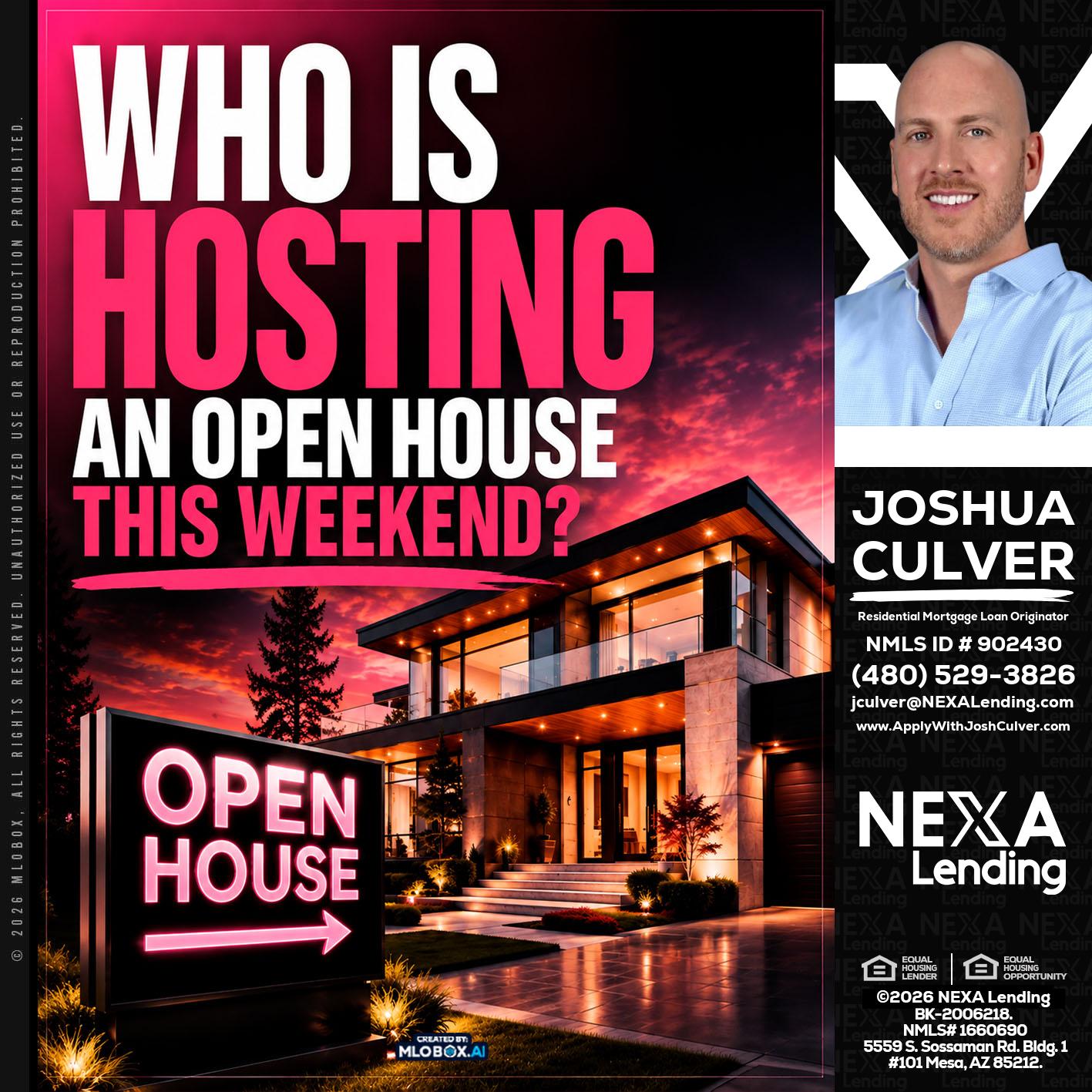 who's is hosting - Joshua Culver -Residential Mortgage Loan Originator & Recruiter
