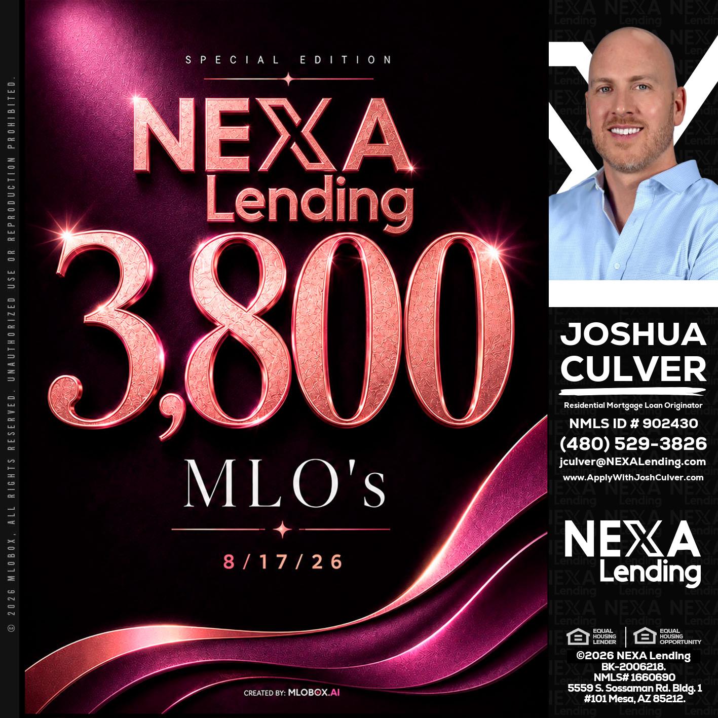 3800 MLOs - Joshua Culver -Residential Mortgage Loan Originator & Recruiter