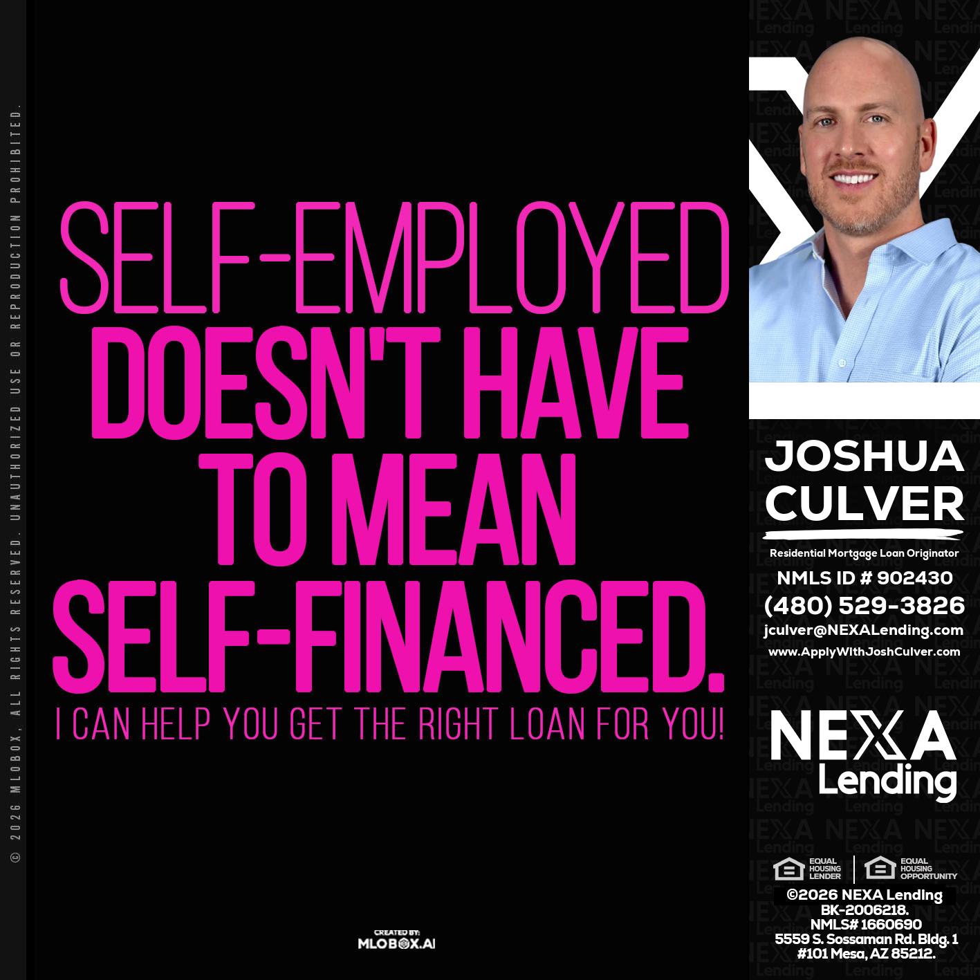 self employed - Joshua Culver -Residential Mortgage Loan Originator & Recruiter