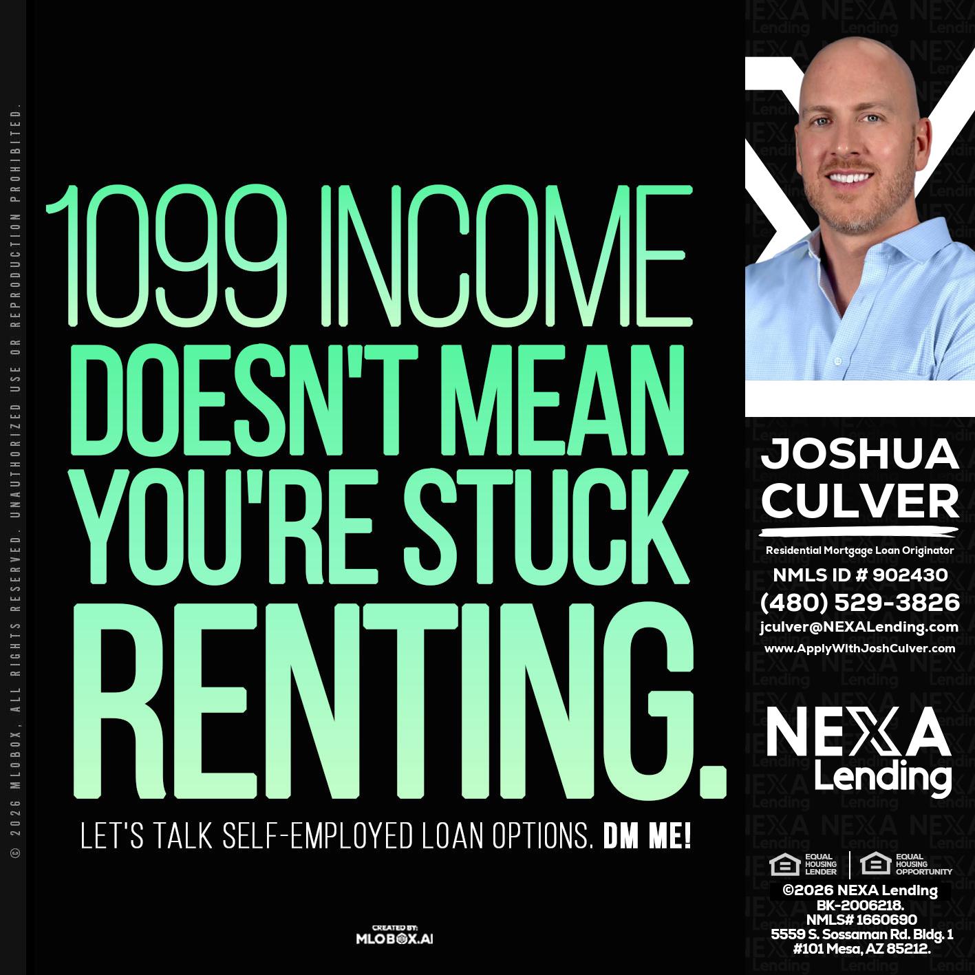 1099 income - Joshua Culver -Residential Mortgage Loan Originator & Recruiter