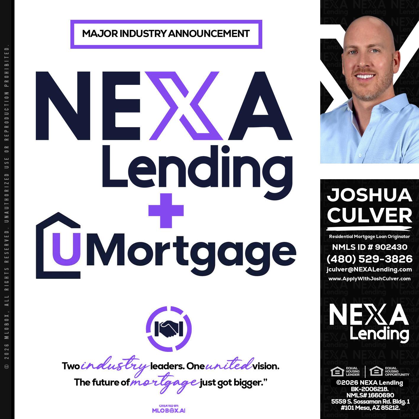 NEXA LENDING U MORTGAGE - Joshua Culver -Residential Mortgage Loan Originator & Recruiter